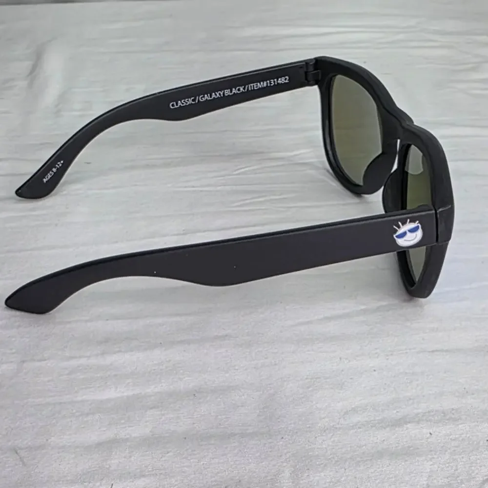 Minishades Polarized Sunglasses Youth 8-12+ Black Frames Mirrored Lens UV
